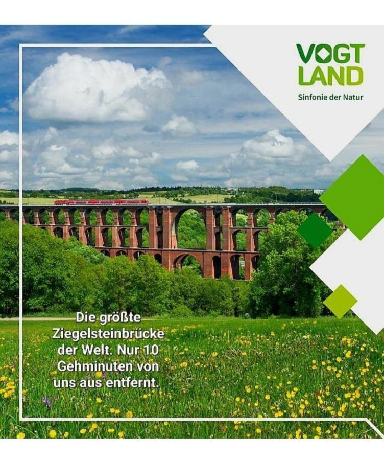Ferienwohnung "Blick Mylau" - Naehe Freizeitpark Plohn & Weltgroesster Ziegelsteinbruecke ライヒェンバッハ・イム・フォークトラント エクステリア 写真
